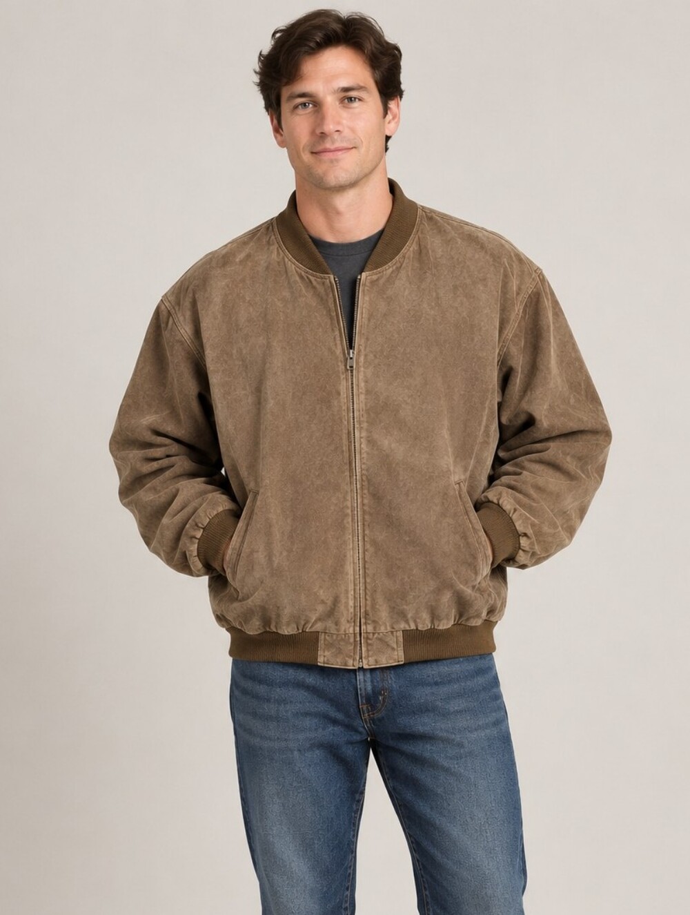 Croft & Borrow Leather Jacket Vintage Suede Soft Tan Brown Zip Coat Size XXL